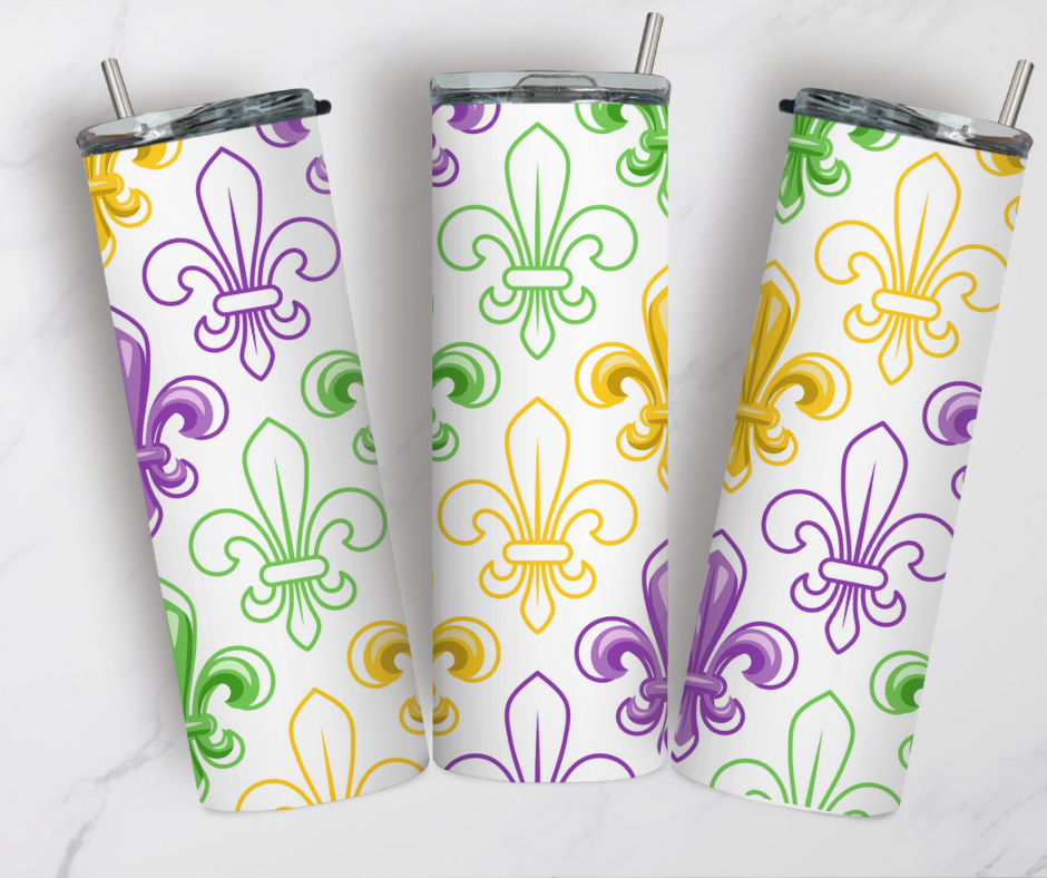 Mardi Gras fleur de lis tumbler