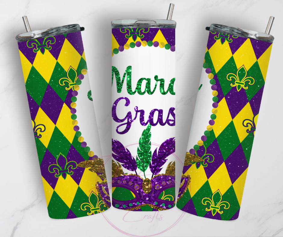 Mardi Gras mask tumbler