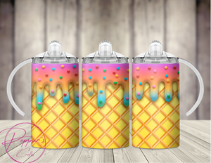 Ice cream drip 12oz sippy tumbler,kids tumbler.