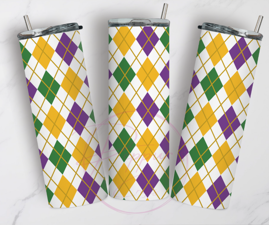 Mardi Gras pattern tumbler