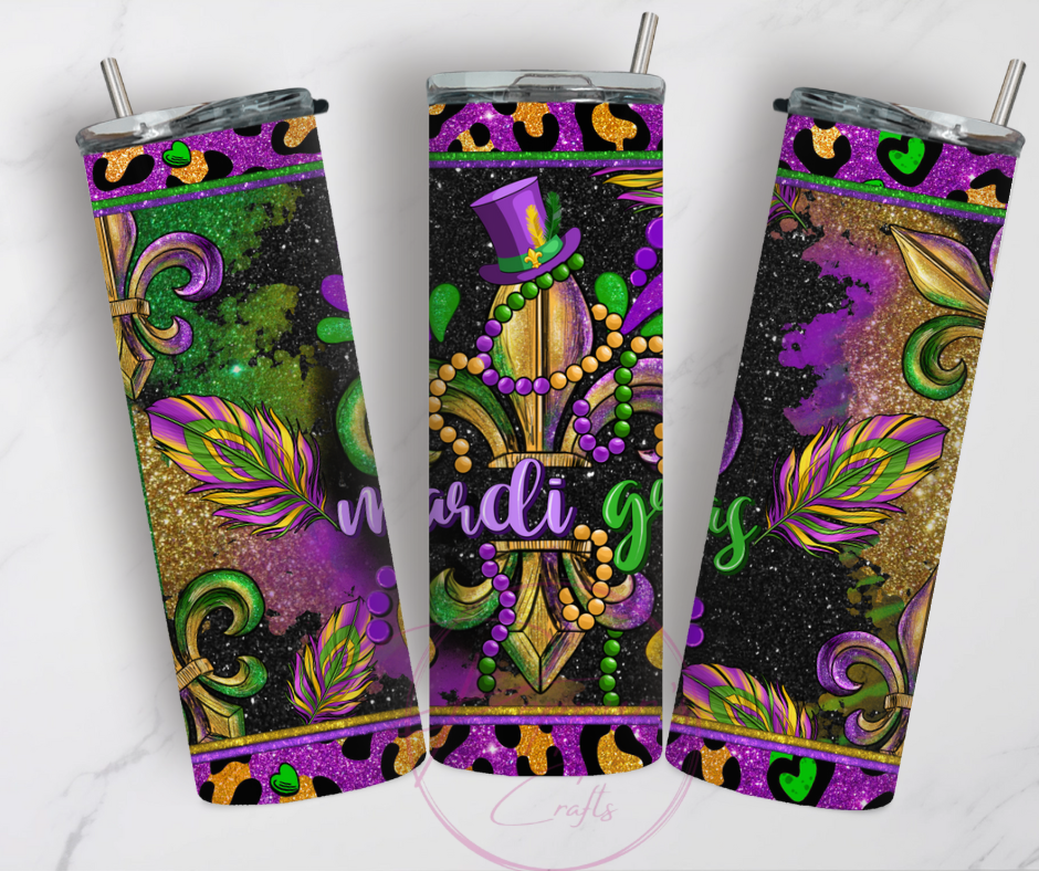 Mardi Gras hat tumbler