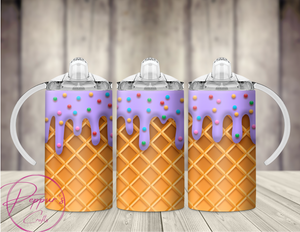 Ice cream drip 12oz sippy tumbler,kids tumbler.